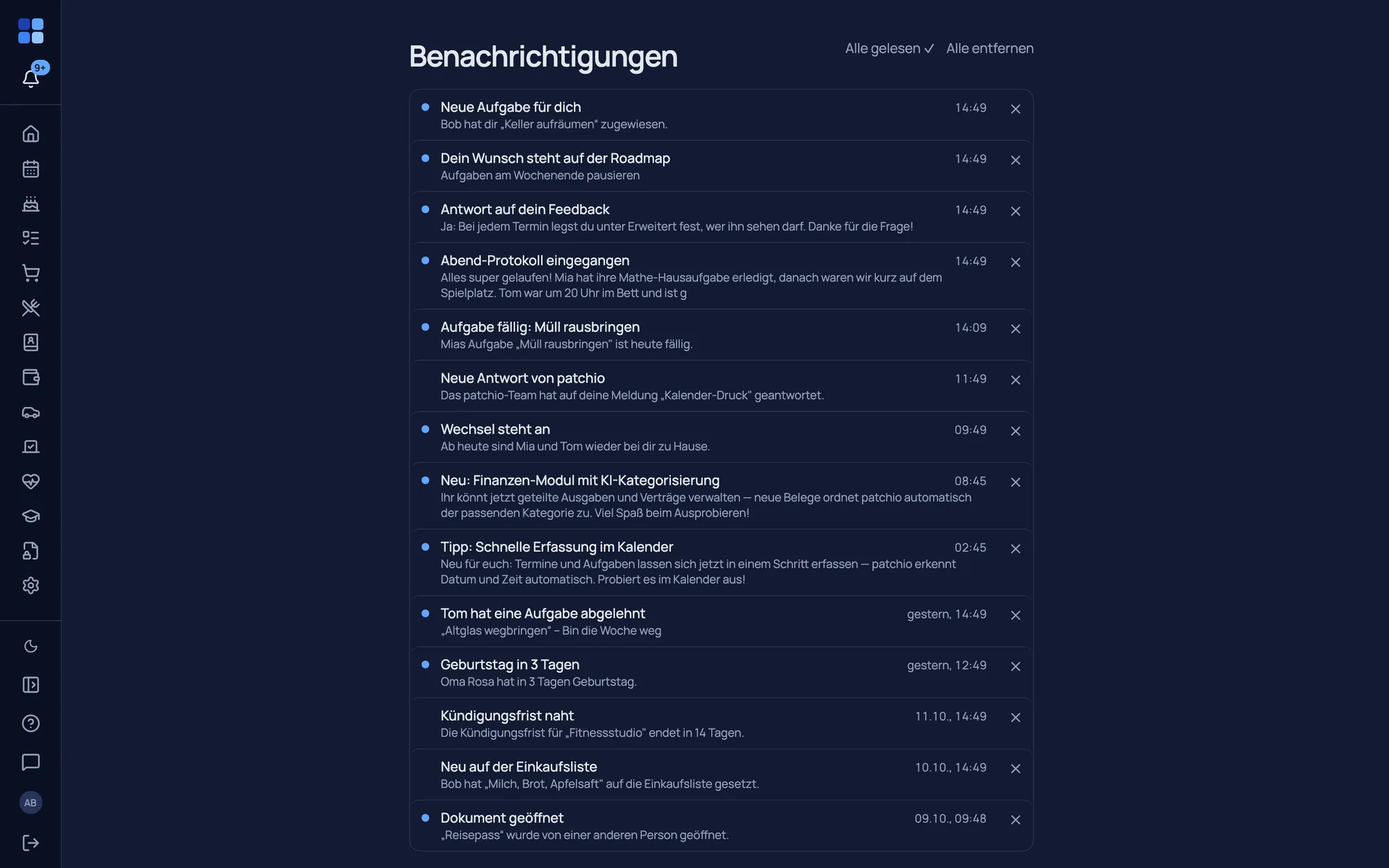 Notifications inbox + channel matrix per topic