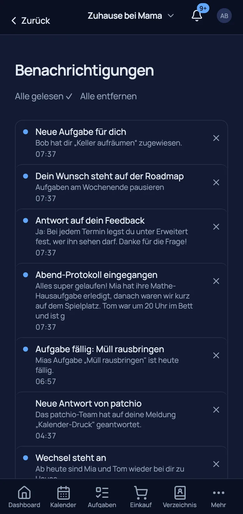 Notifications inbox + channel matrix per topic