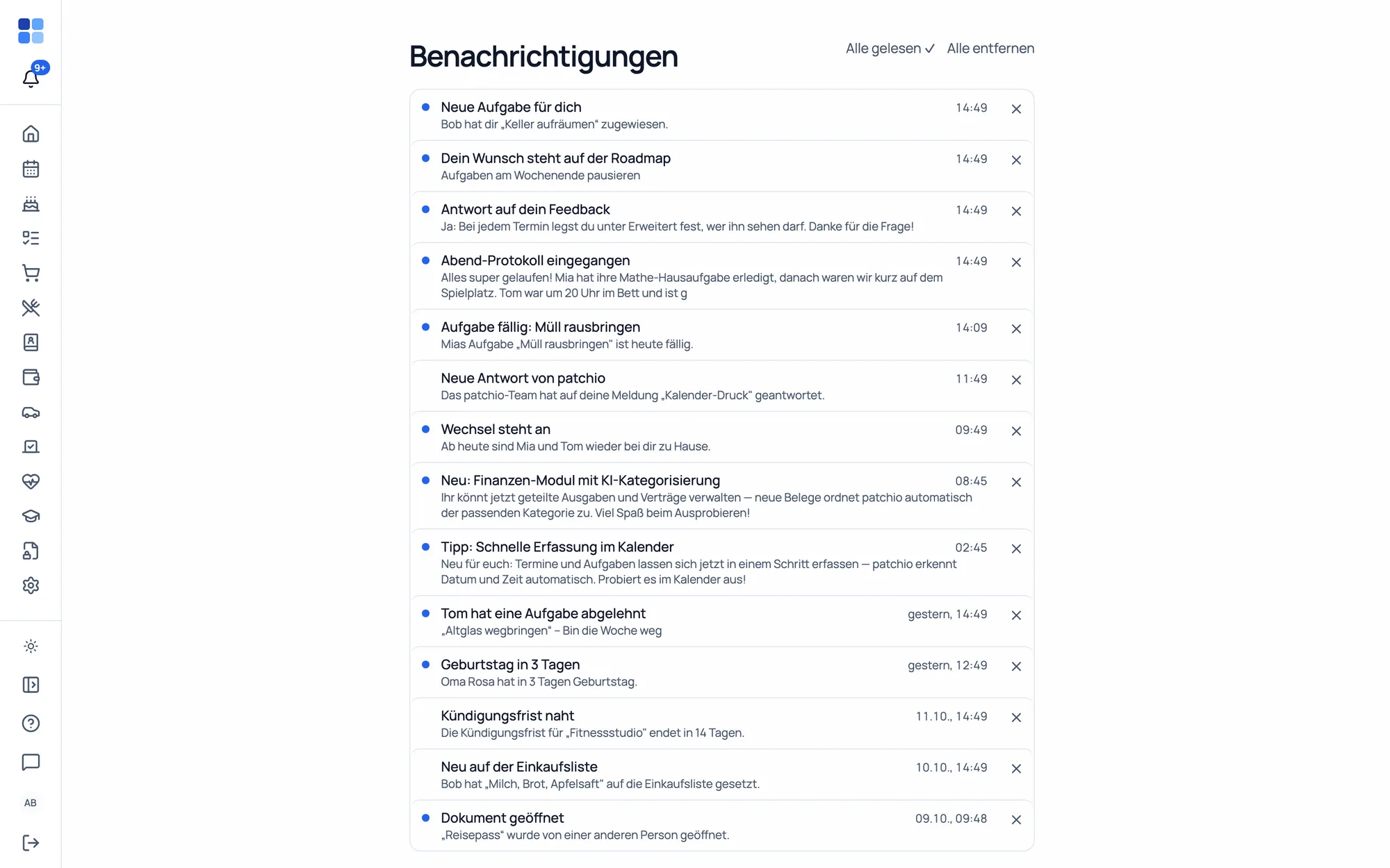 Notifications inbox + channel matrix per topic
