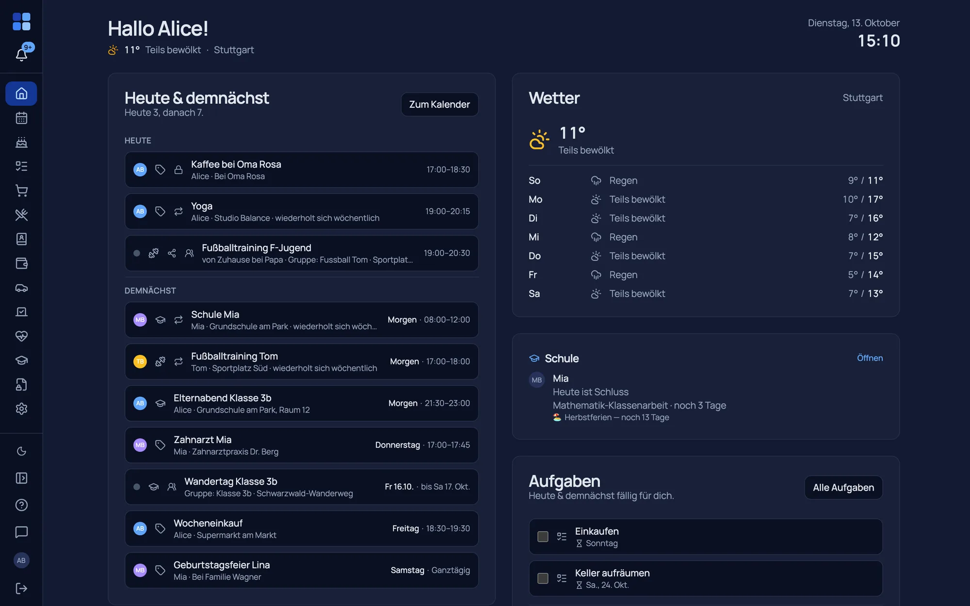 A configurable dashboard with quick add & weather