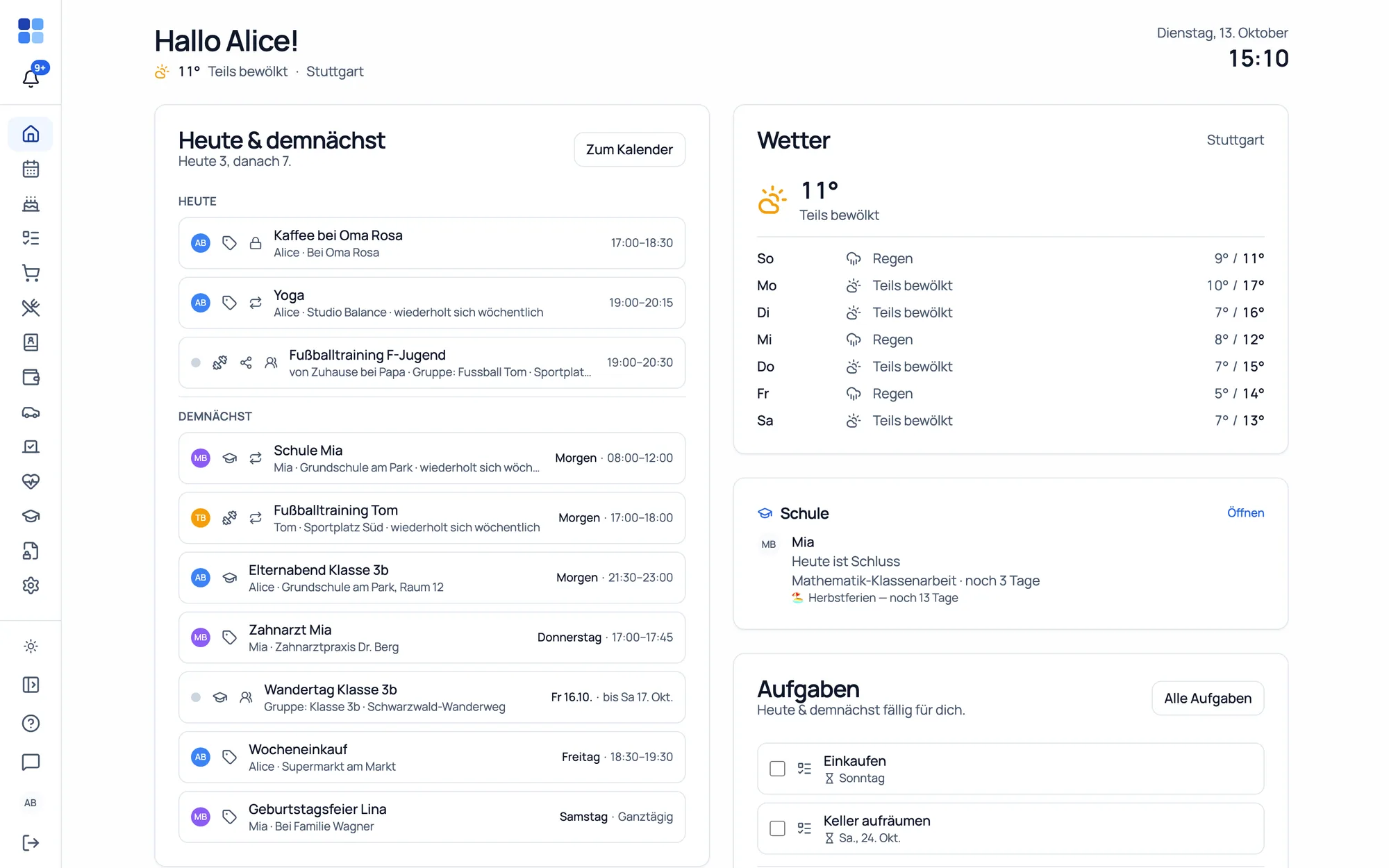 A configurable dashboard with quick add & weather